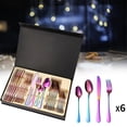 thumbnail image 3 of Juego de 24 cubiertos, cuchillo para servir, tenedor, cuchara, vajilla, paquete de regalo, reutilizable Zulema  tenedor cuchara de cena, 3 of 7