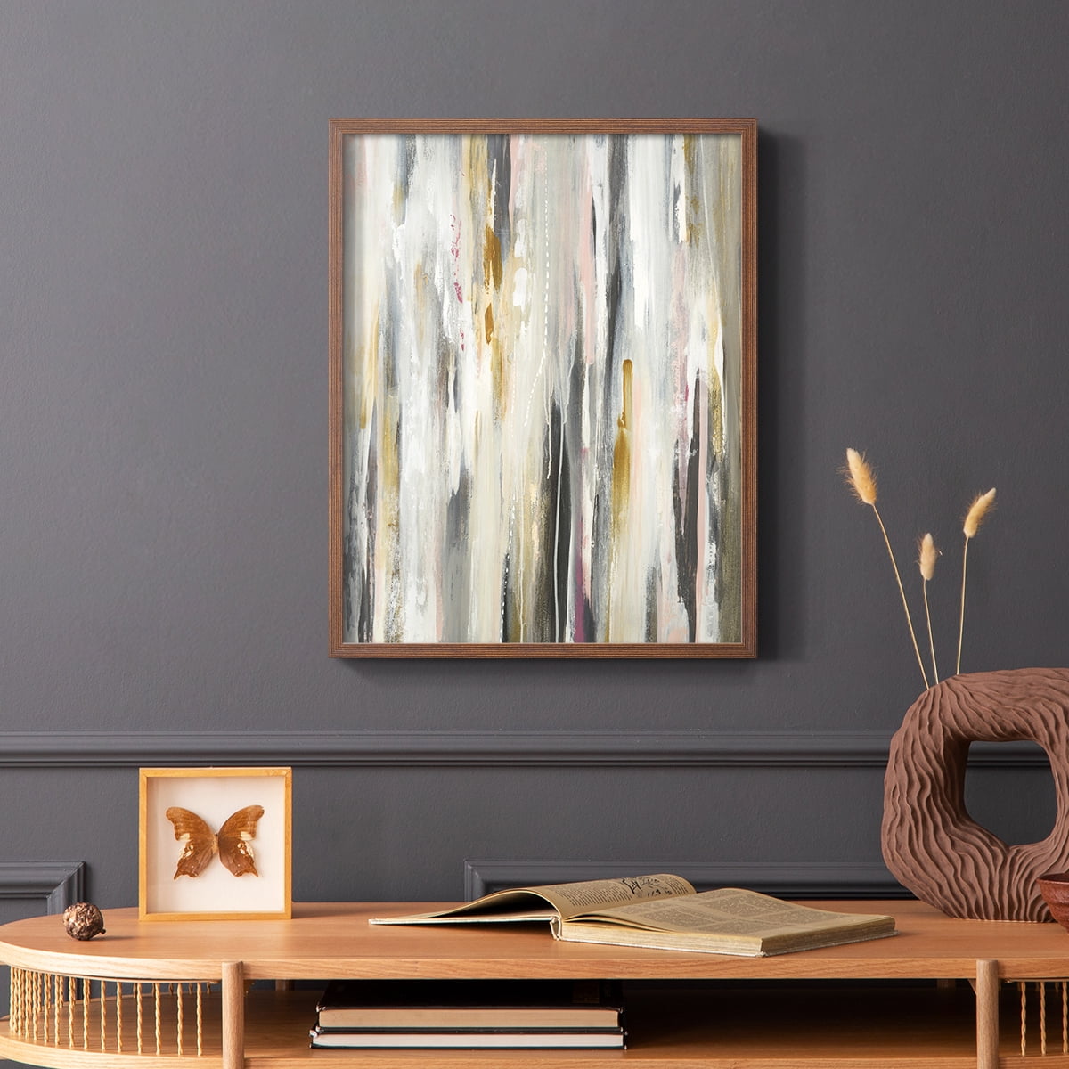 Color Ripple Framed Print in Brown Solid Wood Framed Print No Nail Hanging