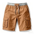 thumbnail image 4 of Utoimkio Men's Striped Elastic Waist Drawstring Cargo Shorts,Multi Side Flap Pocket Lightweight Casual Knee Length Outdoor Work Shorts, 4 of 5