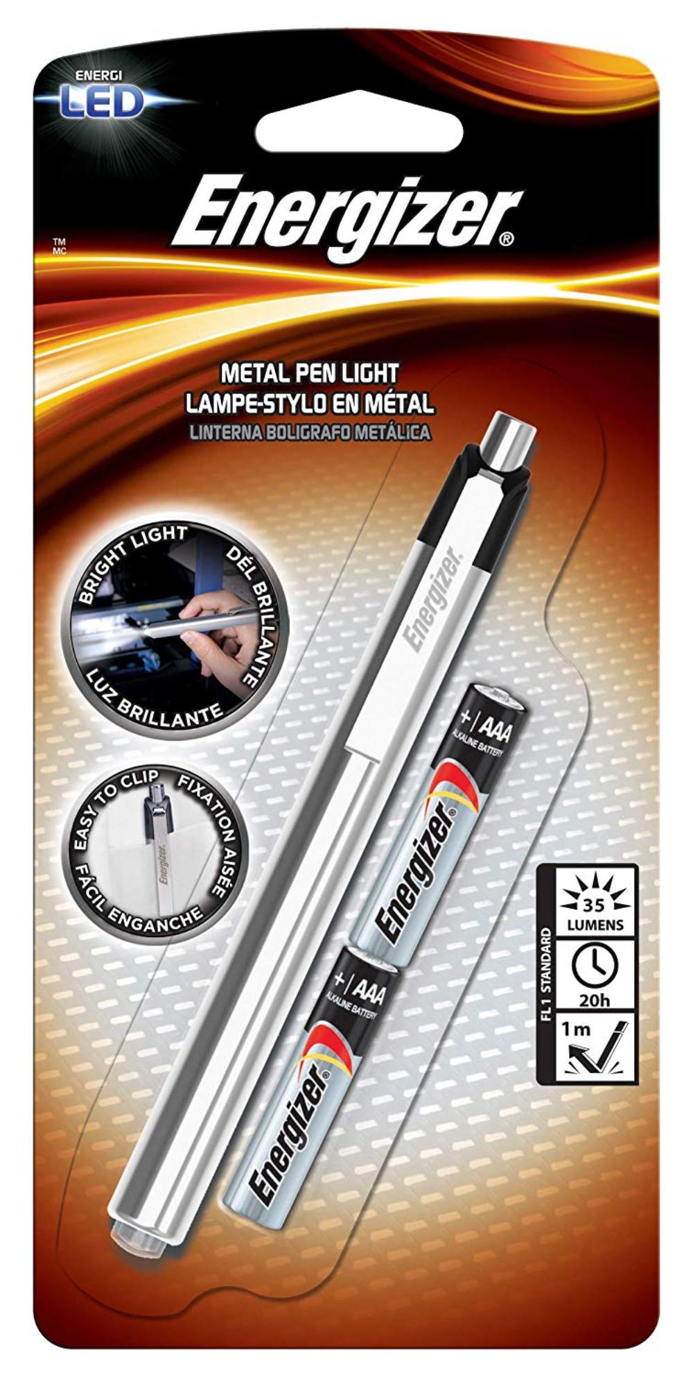 Aluminum Pen LED Flashlight, Two AAA Batteries (PLED23AE), The