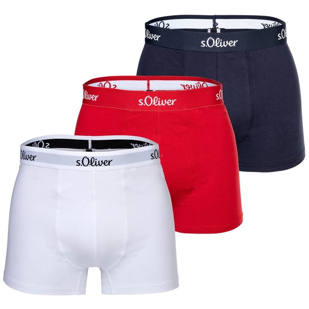 s.Oliver Calzoncillos para hombre, paquete de 3 - Boxer Briefs, Algodón Stretch Rojo/Marina/Blanco XL