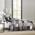 thumbnail image 4 of Bedduvit Queen Quilt Bedspread - 100% Cotton Green Brown White Patchwork Plaid Farmhouse Queen Size Quilt Set, Lightweight Spring Summer Reversible 3-Piece Comforter/Coverlet for All Season, 98"x90", 4 of 11