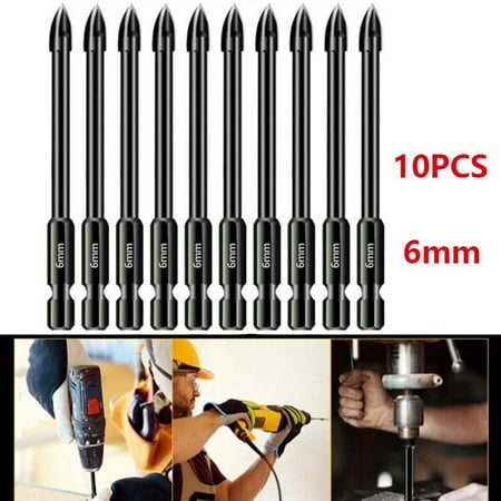 

Leke 10x 6mm Tile Porcelain Drill Bit Marble Ceramic Glass Brick Shank Hex Spear Head