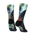 thumbnail image 3 of Goofa Cosmic Cat In Window Printed Men's Crew Socks, Soft Durable Breathable Moisture-Wicking with Odor Control Cotton socks, 3 of 9
