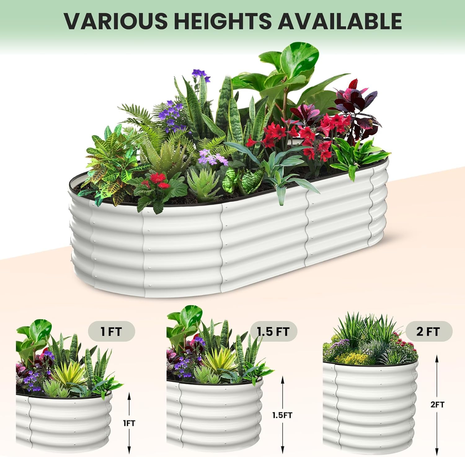 ChaoLink 6x3x2ft Galvanized Raised Garden Bed with Open-Ended Base, Outdoor Metal Planter Box