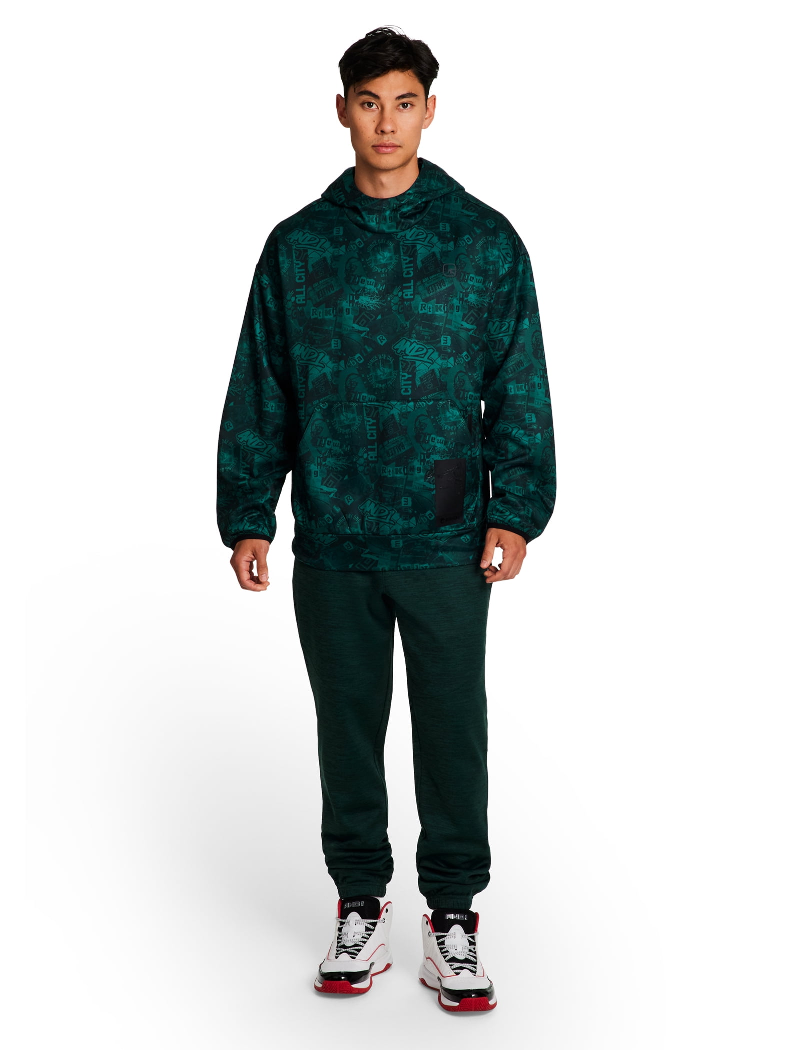 AND1 Men's and Big Men's Ultimate Print Pullover Hoodie, up to Size 3XL