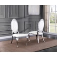 thumbnail image 4 of White Marble 7 piece Dining Set with Silver Stainless Steel Base, 4 of 6