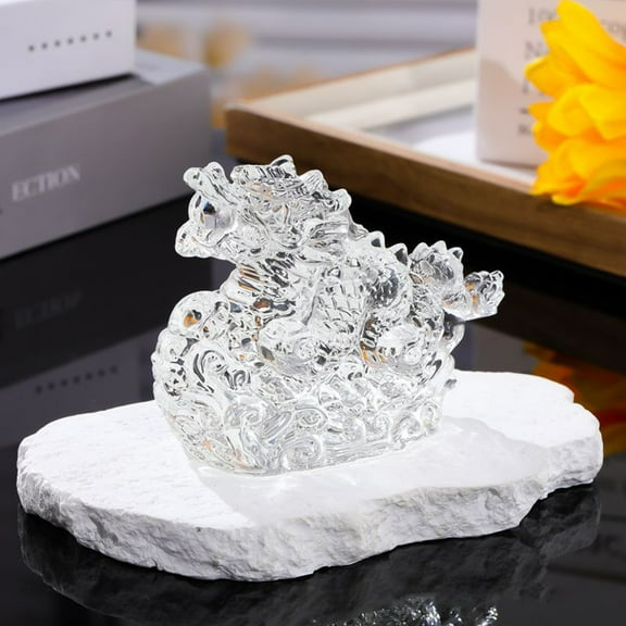 Crystal Chinese Dragon Figurine Decor Collectible Art Glass Animal Statue Feng Shui Decoration for Home Office