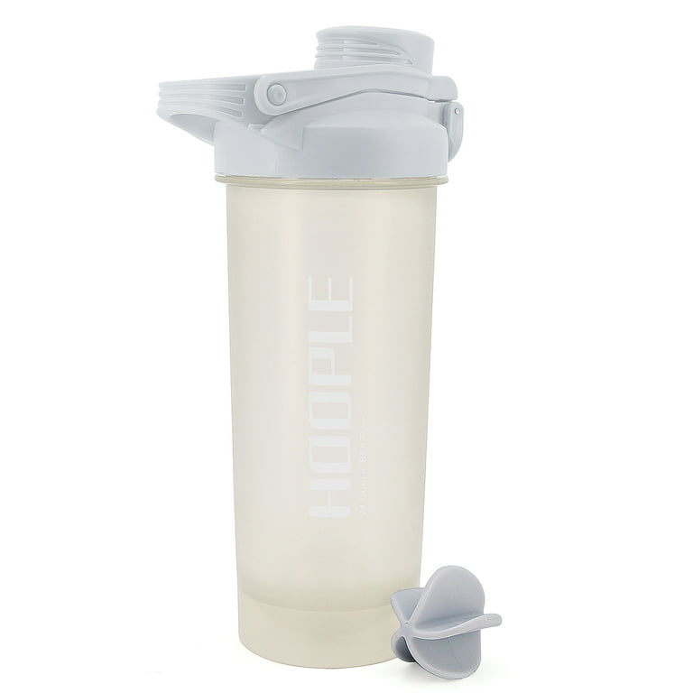 Hoople Shaker Bottle Protein Powder Shake Blender Gym Smoothie Cup, BPA  Free, Auto-Flip Leak-Proof Lid, Handle with Ball Included - 24 Ounce Gray