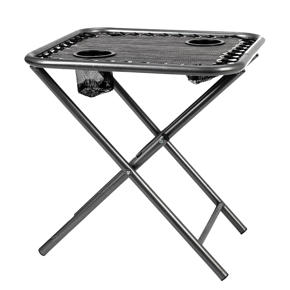 Kepooman 2Pcs Zero Gravity Chair Lounge Chair Table Set, Portable Folding Chairs for Sun Bath, Lawn & Patio Chair, Folding Beach Chair with Detachable Cup Holder, Gray