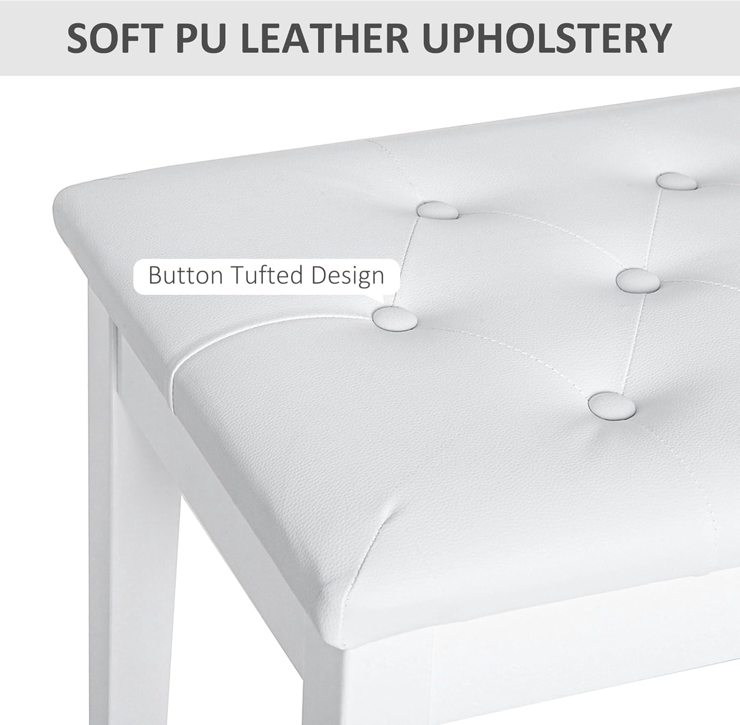 YWEN Piano Bench, Duet Piano Chair with Faux Leather Padded Cushion and Wooden Frame, Button Tufted Keyboard Bench