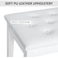 thumbnail image 4 of Favory Piano Bench, Duet Piano Chair with Faux Leather Padded Cushion and Wooden Frame, Button Tufted Keyboard Bench, White, 4 of 11