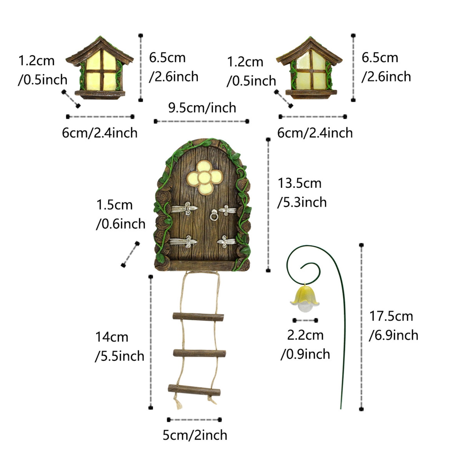 Fairy Door for Trees Miniature Fairy Garden with Fairy Lamp Glow in Dark Yard Art Sculptures Home Indoor Outdoor
