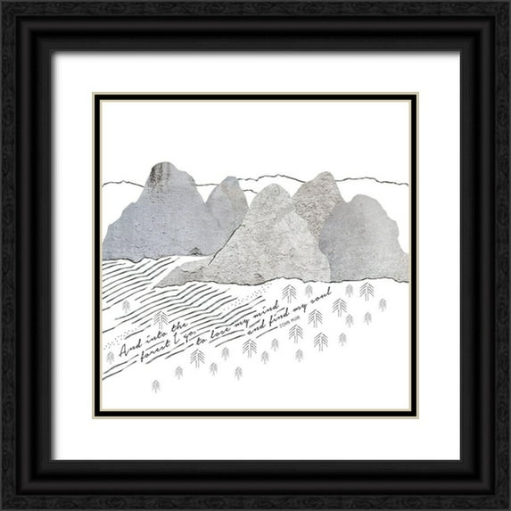 Longfellow Designs 26x26 Black Ornate Wood Framed with Double Matting Museum Art Print Titled - Into the Forest