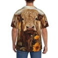 thumbnail image 3 of Rateoe Vintage Sunflower Cow Pattern Men's Short Sleeve Classic Shirt, Casual Short-Sleeved Shirt, Lightweight Summer Shirt, Cuban Collar Shirt,Button-Front Shirt-Medium, 3 of 5