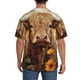 thumbnail image 3 of Fotbe Vintage Sunflower Cow Camisa Estampada de Manga Corta para Hombre, Casual de Verano, Estilo Playero, Sin Arrugas-Medium, 3 of 5