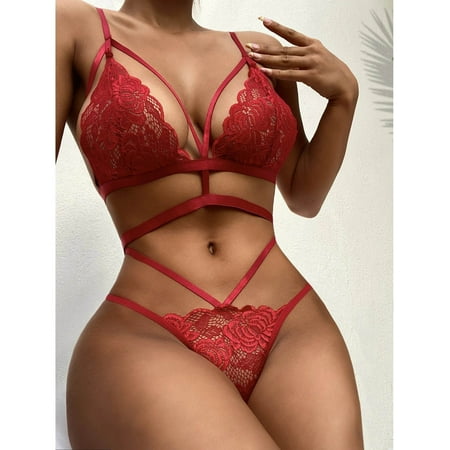 

MaFYtyTPR Womens Briefs Sexy Women Lingerie Lace Hollow Out Temptation Babydoll Underwear Panties Underpants Sleepwear Briefs Suit