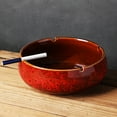 thumbnail image 2 of Cigar Ashtrays For Men Luxury, Outside Ashtrays For Cigarettes For Patio, Ceramic Cigar Tray Cool Ashtrays-red-15x15x5.5cm, 2 of 6