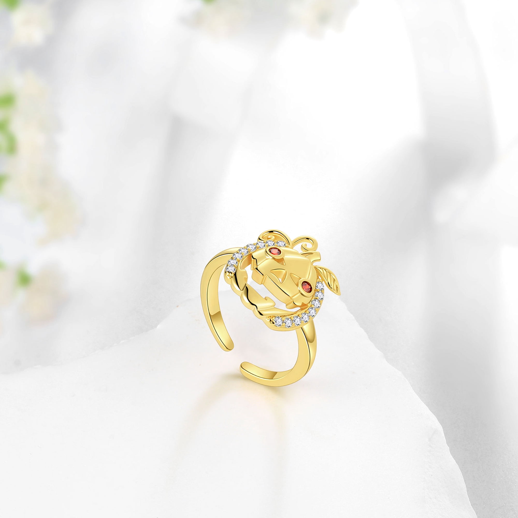 Beautlace Halloween Pumpkin Ring,14K Gold Plated Cute Pumpkin Ghost Ring Halloween Costume Theme Jewelry Gift for Women