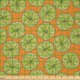 thumbnail image 2 of Ambesonne Lime Fabric by the Yard Microfiber, Cartoon Citrus Slices Pattern, 3 Yards, Marigold Yellow Green, 2 of 2