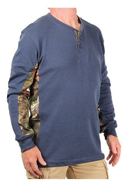 Mossy Oak Mens Thermal Henley Shirt 