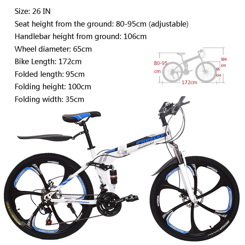 Details about   26" Folding Mountain Bike Full Suspension Bicycle 21 Speed MTB Mens Womens Bikes 
