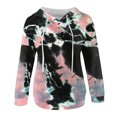 thumbnail image 4 of Gibobby Mujeres sudadera con capucha suéter Sudadera de mujer Button Drawstring Camisa de pocket Casual corbata de manga larga Sudaderas de gradiente de tinte impresas Sudaderas Hoodie （Rosa， L), 4 of 5