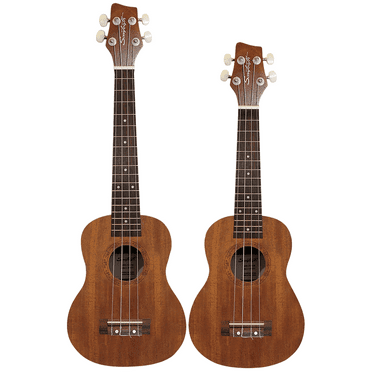 Sawtooth Mahogany Soprano and Tenor Electric Ukulele w Fishman KUL-101 Preamp/Built In Tuner 2 Pack