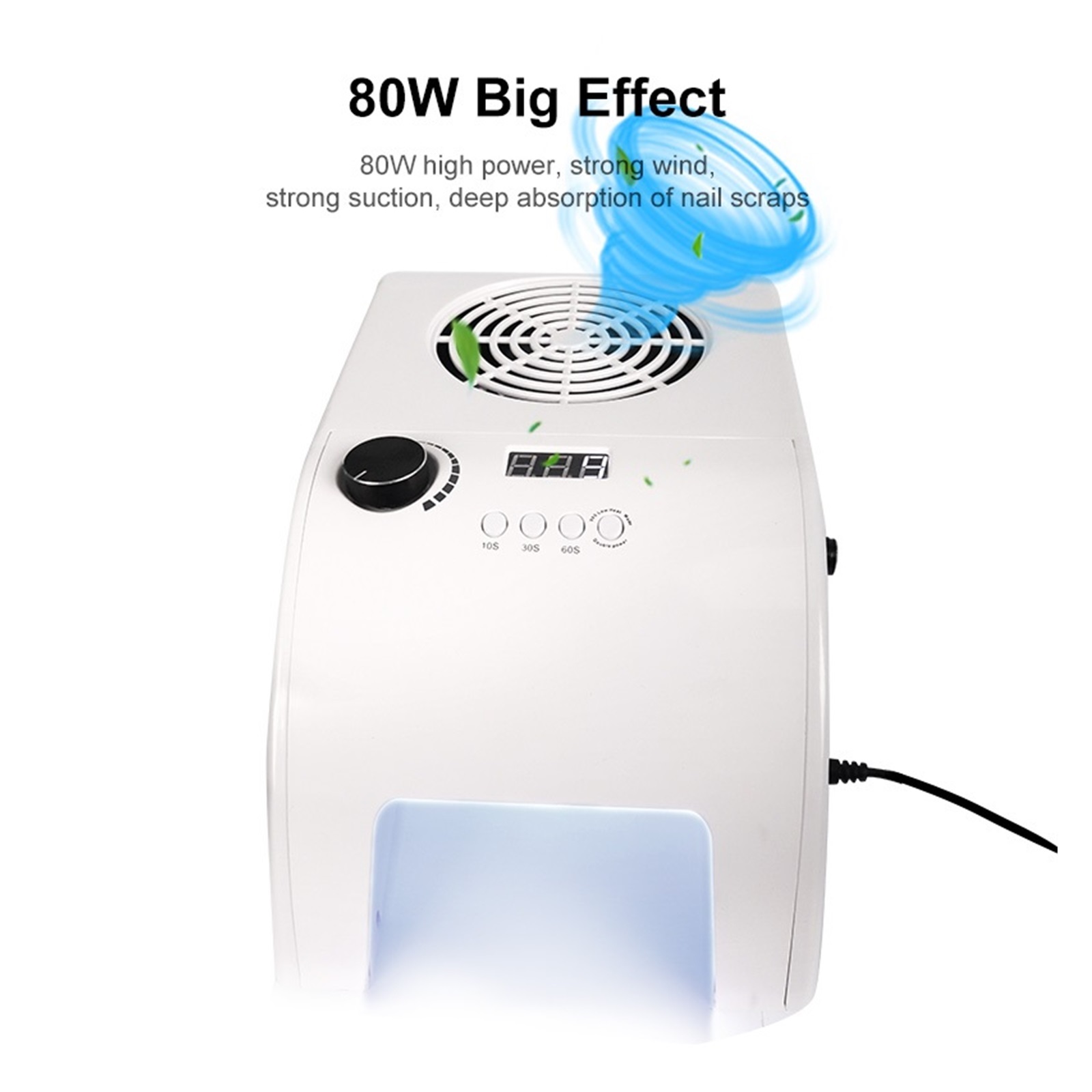 Nail Dust Vacuum, 3 In 1 Professional Manicure Machine Powerful Vacuum Cleane 80W UV LED Nail Lamp Quickly Dry All Nail Polish Nail Drill Bits Set ,Powerful Suction