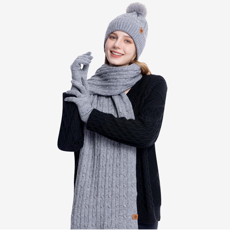 Winter Beanie Hat Scarf Gloves Set for Women, 3 in 1 Set 3-Pc Sequin Knitted Hat, Scarf And Gloves Set | Woman Within main image 4