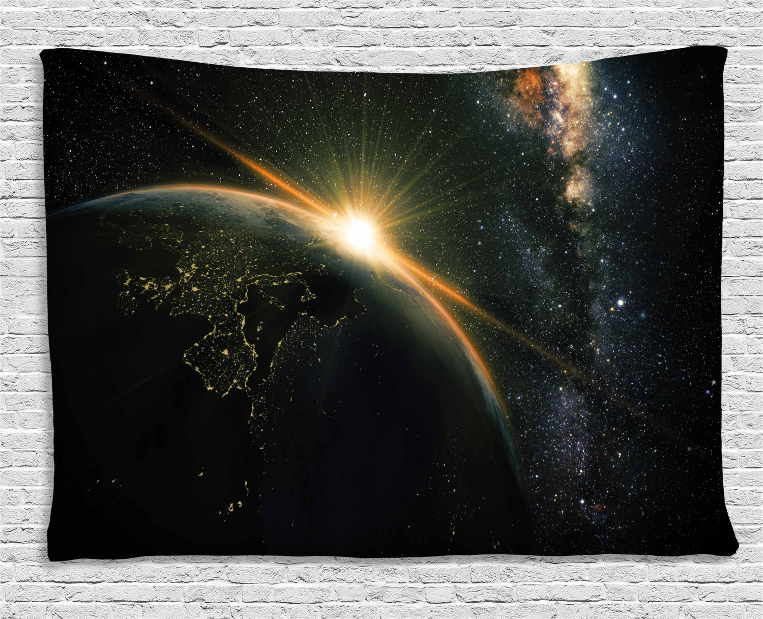 Galaxy Tapestry, Sunrise View of the Planet Earth from Space with Stars ...
