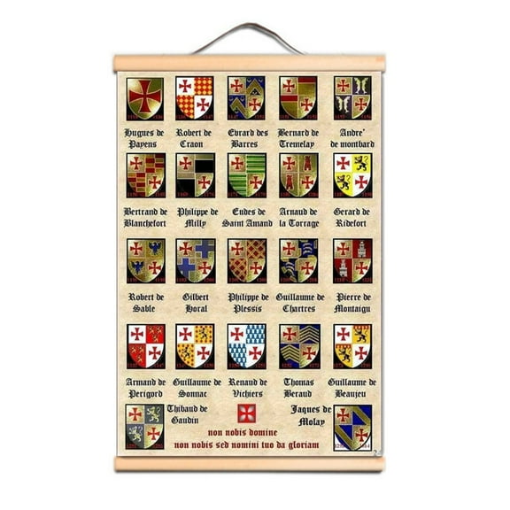 Knights Templar Armor Warrior Poster Wall Art for Gift Home Wall Hanging Decor - Nordic Canvas Wood Scroll Painting Wall Banner 3,Multicolor,11.8X17.7 inches