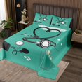thumbnail image 2 of Erosebridal Cartoon Medical Tool Coverlet Set Queen, Clothes Print Bedding Set, Green, 3pcs, 2 of 5