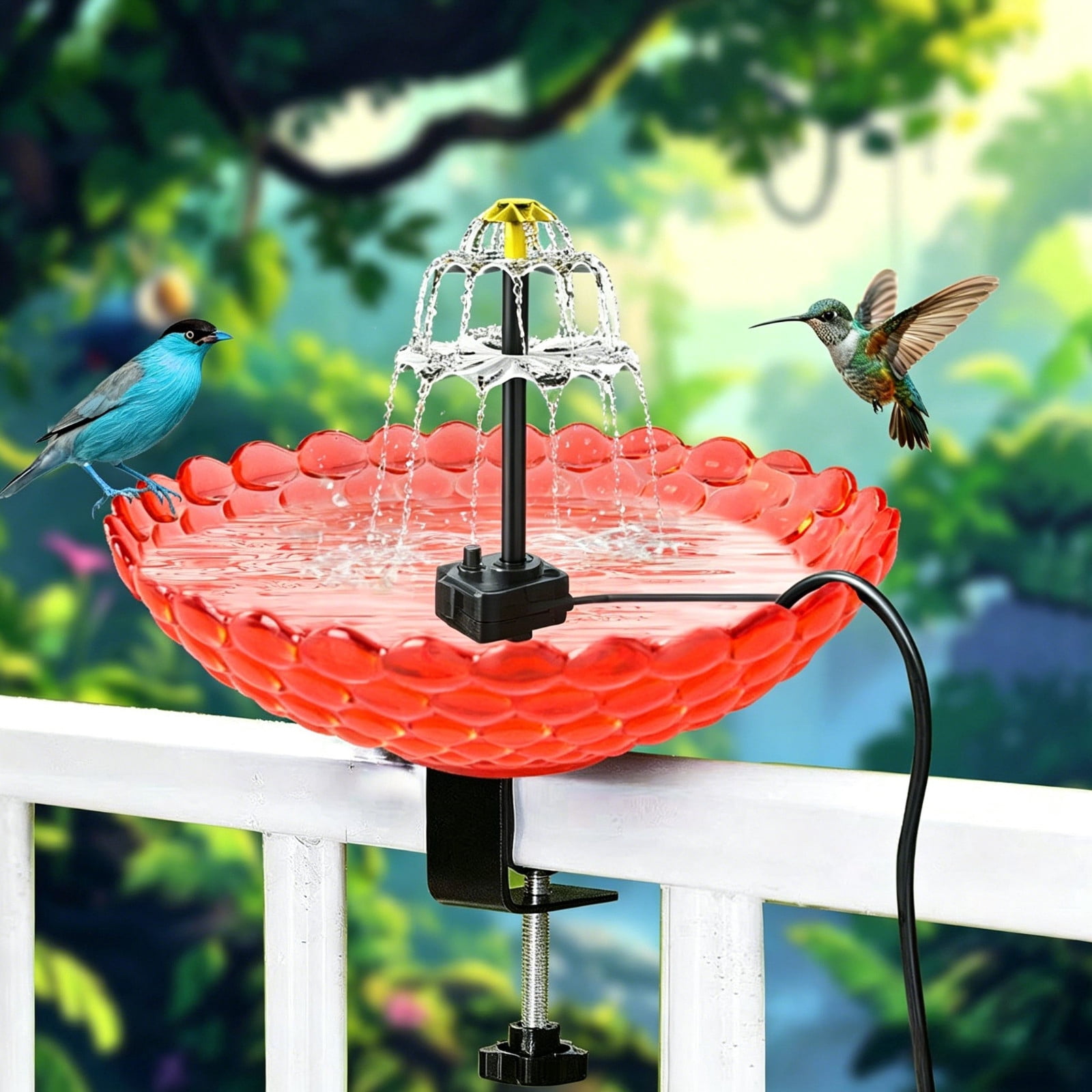 MMJ Solar Fountain Bird Bath Outdoor Garden Mini Solar Powered Bird Bath Basin for Backyard Decoration Metal