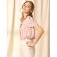 thumbnail image 4 of INSPIRE CHIC Women's Ruffle V Neck Puff Sleeve Blouse Button up Casual Tops, 4 of 6