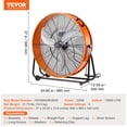thumbnail image 6 of VEVOR Drum Fan, 30 Inch High Velocity Industrial Shop Fan, Heavy Duty Commercial Use 3-Speed 13000CFM, 360°Adjustable Tilting Industrial Floor Fan for Warehouse,Workshop,Factory, Basement, 6 of 9