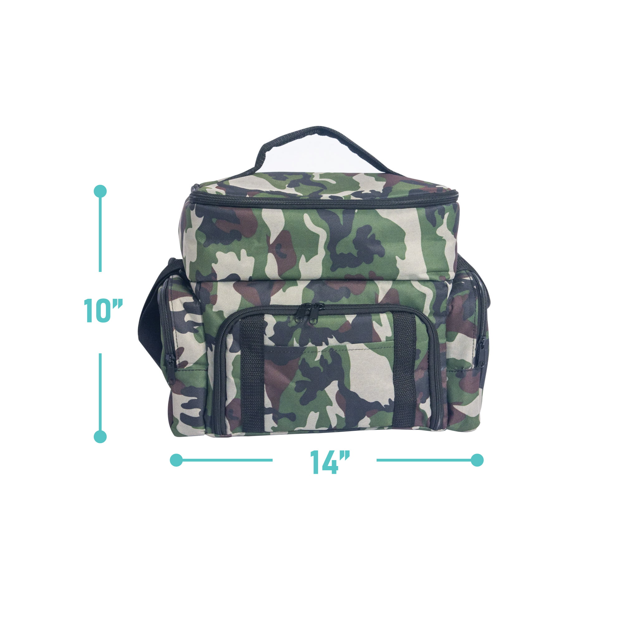 13" Army Digital Camo Cooler Lunch Bag Box with Zip-Out Liner Camping School 