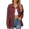 thumbnail image 1 of Posijego Veste Décontractée pour Femmes Automne 2024 Chemise à Col Boutonné Vestes Tendance avec Poches, 1 of 3