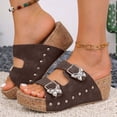 thumbnail image 4 of Rokment Butterfly Platform Wedge Sandals for Women Fashion Comfortable Orthopedic Arch Support Walking Slip on Beach Casual Chunky Heeled Dress Slides Coffee Size 9, 4 of 6