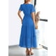 thumbnail image 2 of Vestido largo PRETTYGARDEN 2025, verano, cuello en V, ojales, azul M, 2 of 8