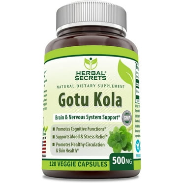 Herbal Secrets Gotu Kola 500mg Per Serving 120 Veggie Capsules Supplement | Non-GMO | Gluten-Free | Made in USA