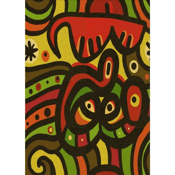 Ahgly Company Machine Washable Indoor Rectangle Transitional Dark Yellow Green Area Rugs, 8' x 10'