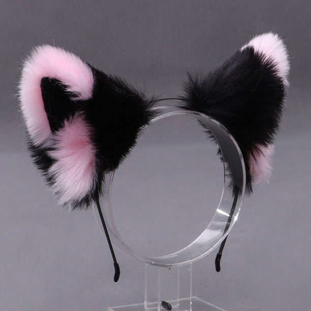 Diadema con orejas de gato para niña y mujer, accesorio para el pelo, horquilla de felpa para la cabeza, disfraz de Cosplay hecho a mano