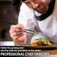 thumbnail image 3 of LAICAIW 8 Inch Plating Tweezers Stainless Steel Precision Culinary Tweezers Black Kitchen Offset Tweezers Tongs, 3 of 7
