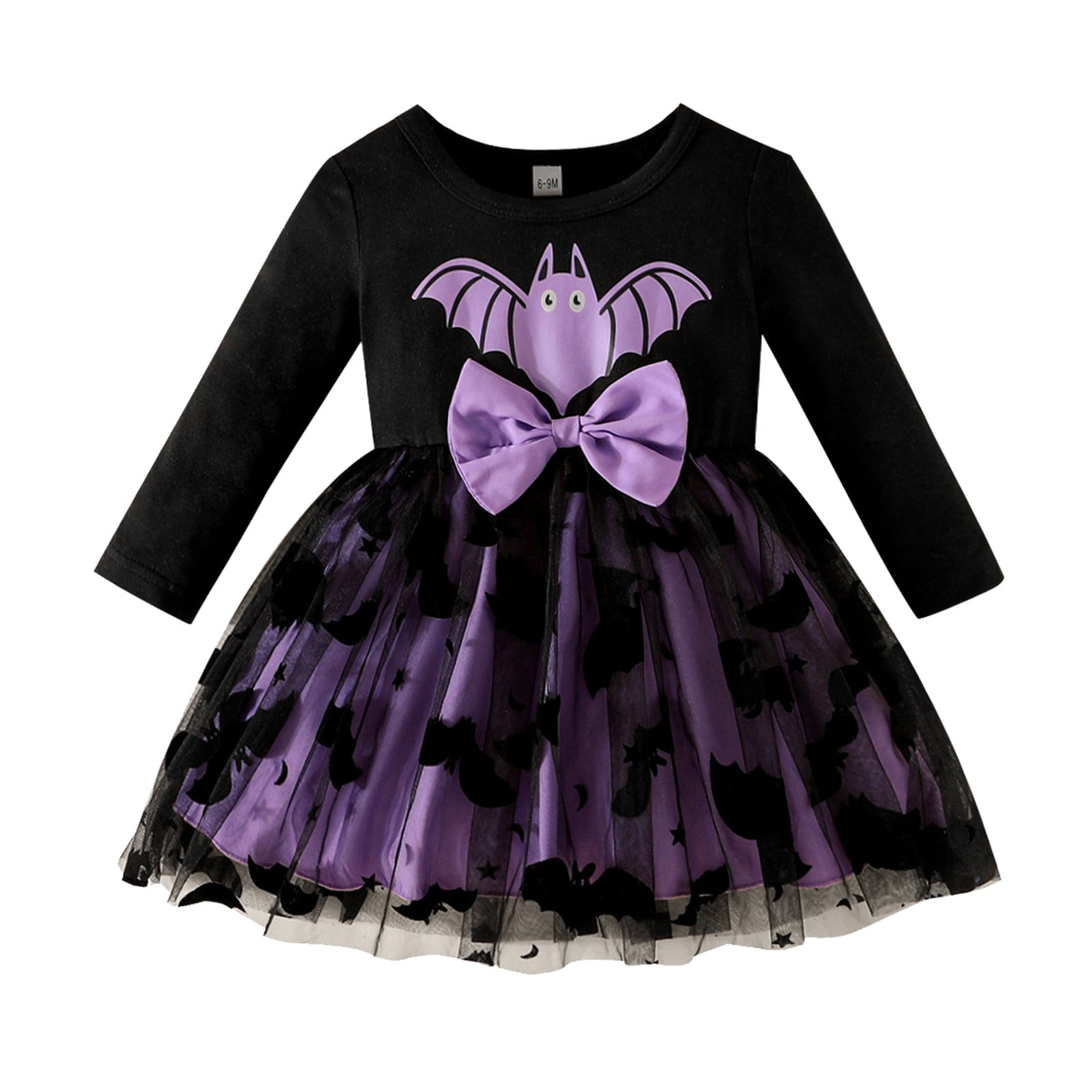 JLMSPLWG Gothic Black Dress Little Girl Dresses Fall Long Sleeve Dress Princess Dress for Girls 6 to 9 Months Baby Boy Clothes for Boys 8-10 Girls, Purple 6-9 Months