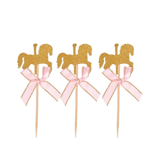 TEHAUX Creative Cake Picks for Birthday Party Decoration Pink Safe for Cake Decorating Use 30pcs Pack