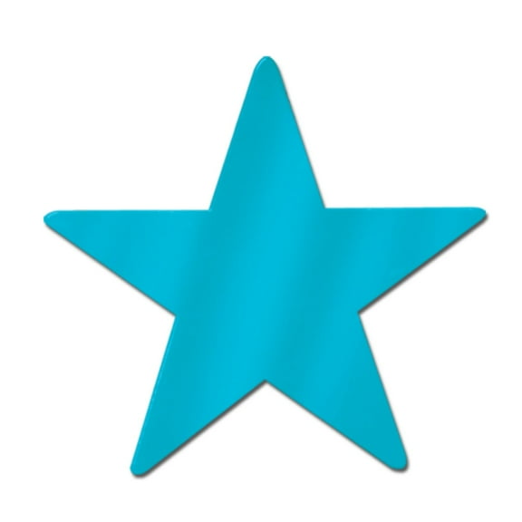 Club Pack of 24 Starry Night Themed Teal Metallic Foil Star Cutout Party Decorations 12"