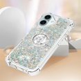 thumbnail image 4 of Liquid Quicksand Case for iPhone 16 Plus 6.7" with Diamond Kickstand, Soft TPU Luxury Fun Glitter Sparkle Flowing Clear Bling Cover Case for Apple iPhone 16 Plus. -Silver, 4 of 14