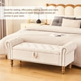 thumbnail image 5 of Modern Upholstered Storage Bench Storage Ottoman Bench with Arm and Nailhead Trim Bedroom Bench, Linen Beige, 5 of 9