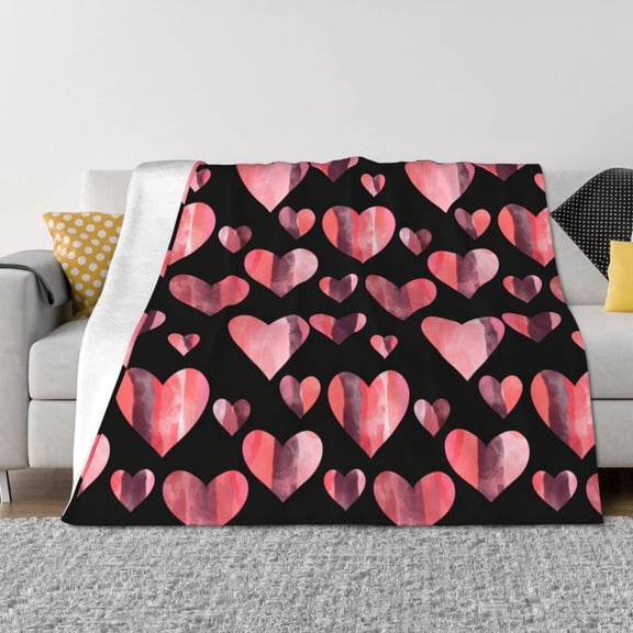 Rozeui Hearts for Flannel Blanket, Soft Fuzzy Plush King Blanket for Winter, Thick and Warm All-Season Bed Throw-40"x30"